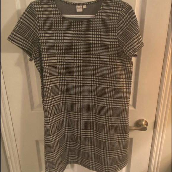 SOLD ππ TWILL MINI DRESS WITH STRIPED SIDE DETAILING - Picture 1 of 3